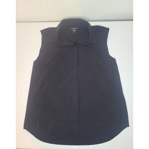Athleta Women's M Black Stretch Sleeveless Collared Button Front Top Versatile